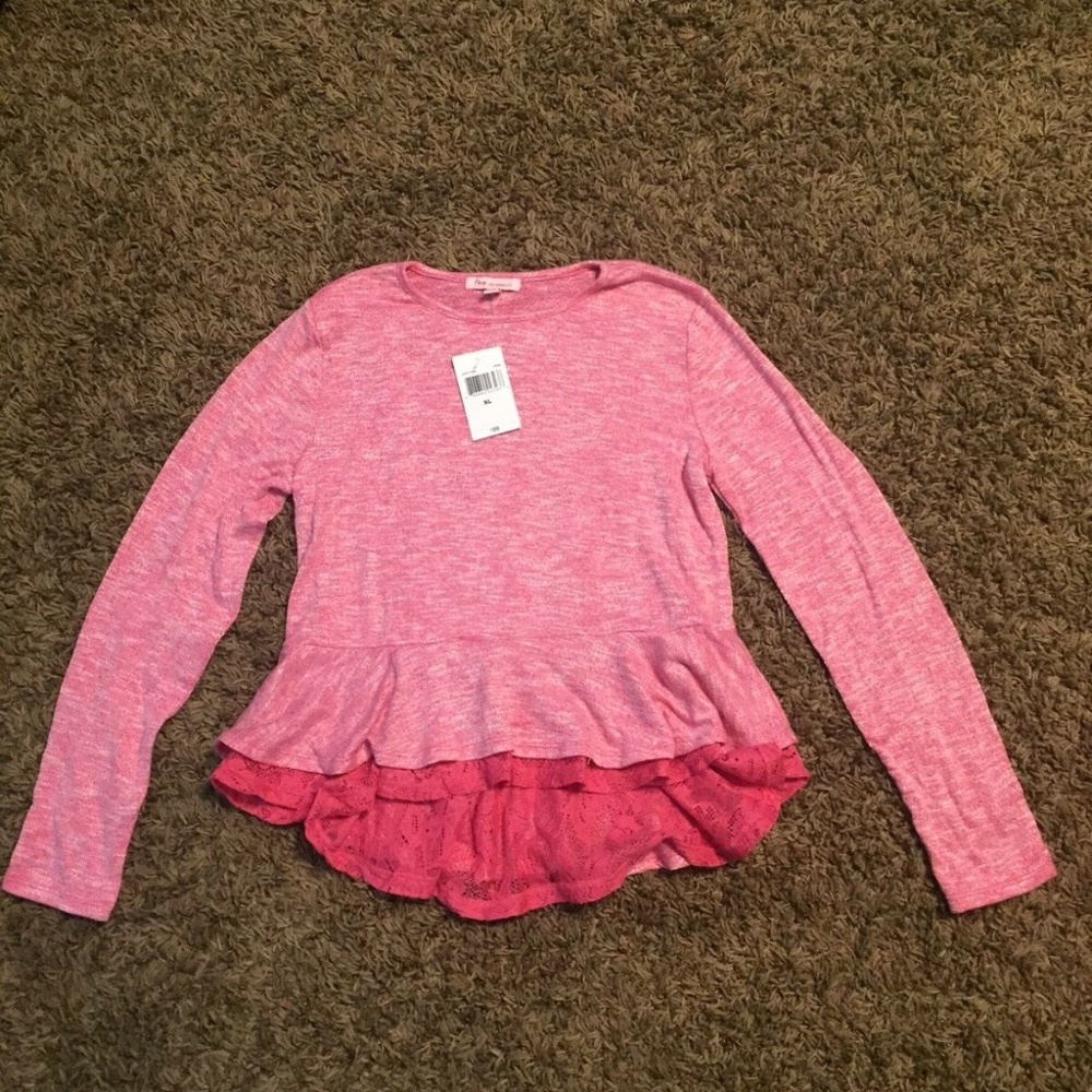 NWT Girl's Pink RuffleTop by fire Los Angeles, XL